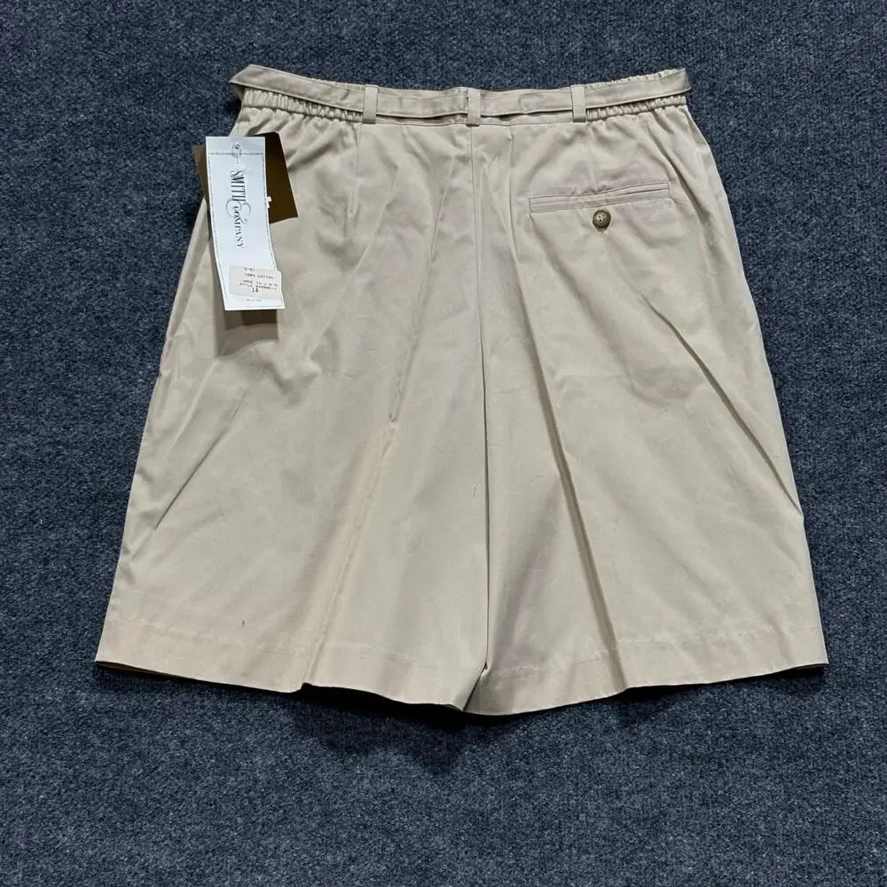 Smith & Company Shorts Womens 14 Beige Twill Pleated Bermuda Made USA Casual